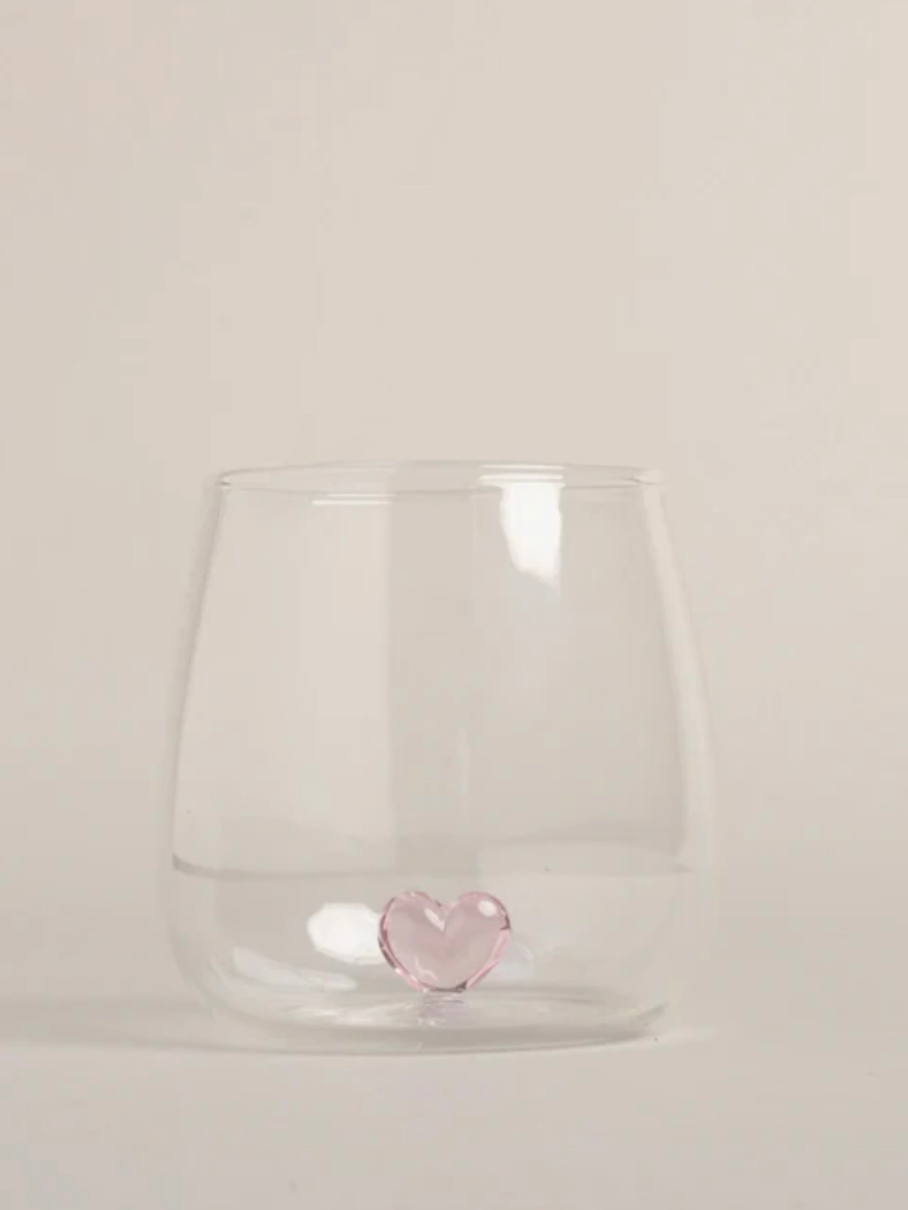 Glas mit rosa Herz - Unique Flores