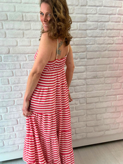 Kleid Rot/Weiße Streifen