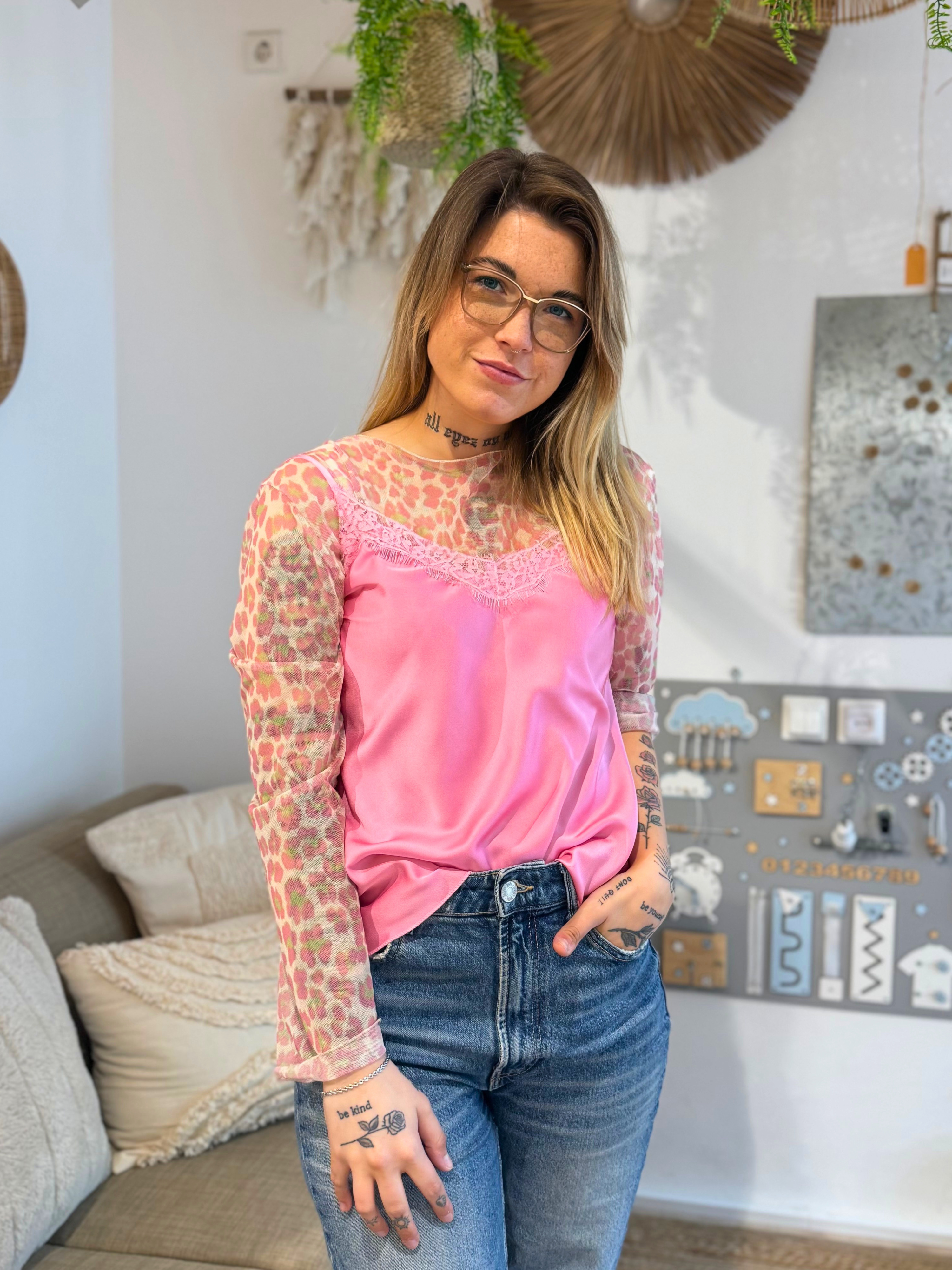 Langarmshirt Mesh Leo - Unique Flores