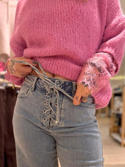 Jeans mit Schnürung - Unique Flores
