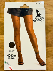 Strumpfhose mit Herz/Punkt Brown