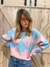 Pullover Raute Rosa / Blau - Unique Flores