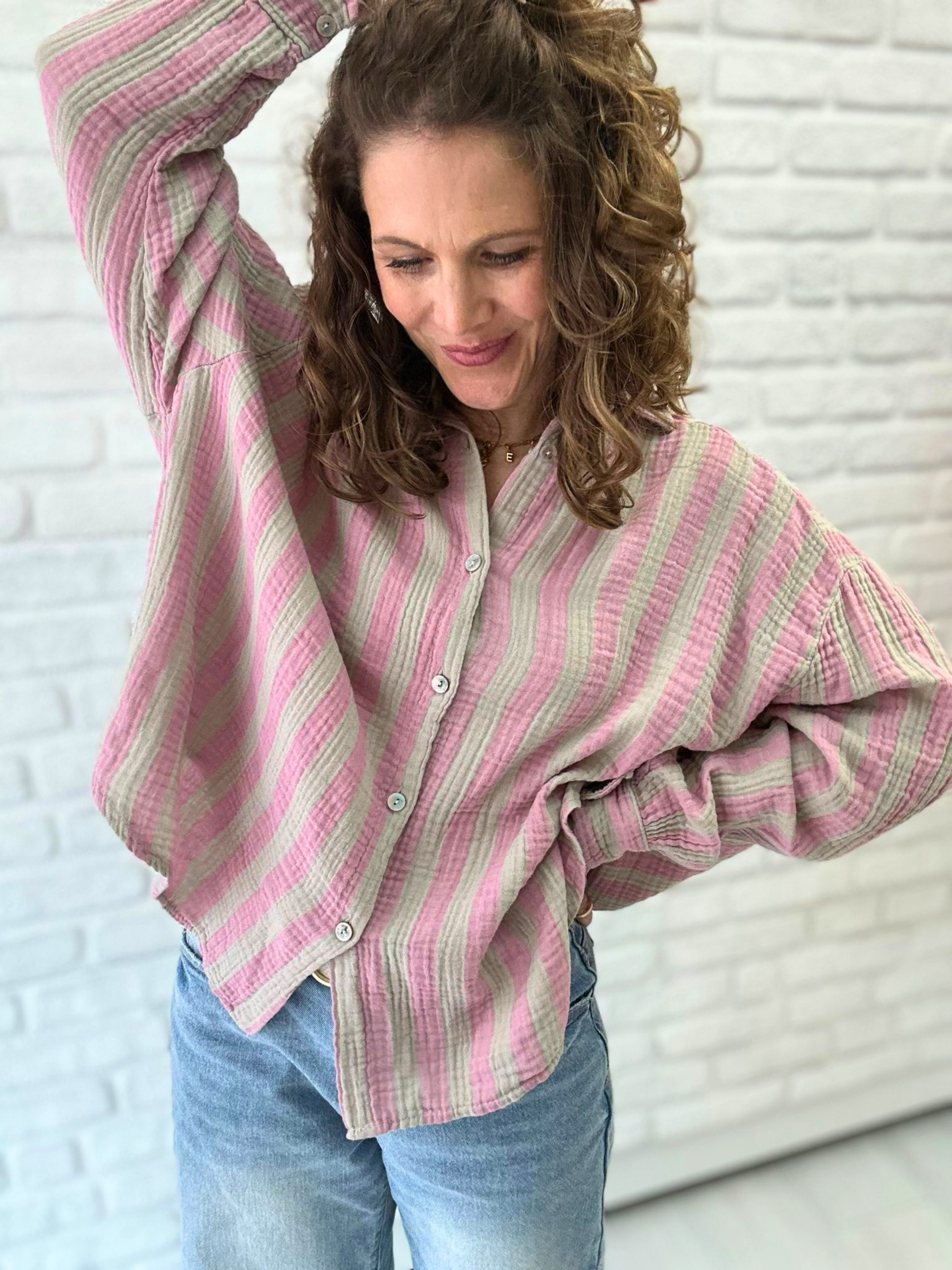Musselin Bluse Stripes - Unique Flores