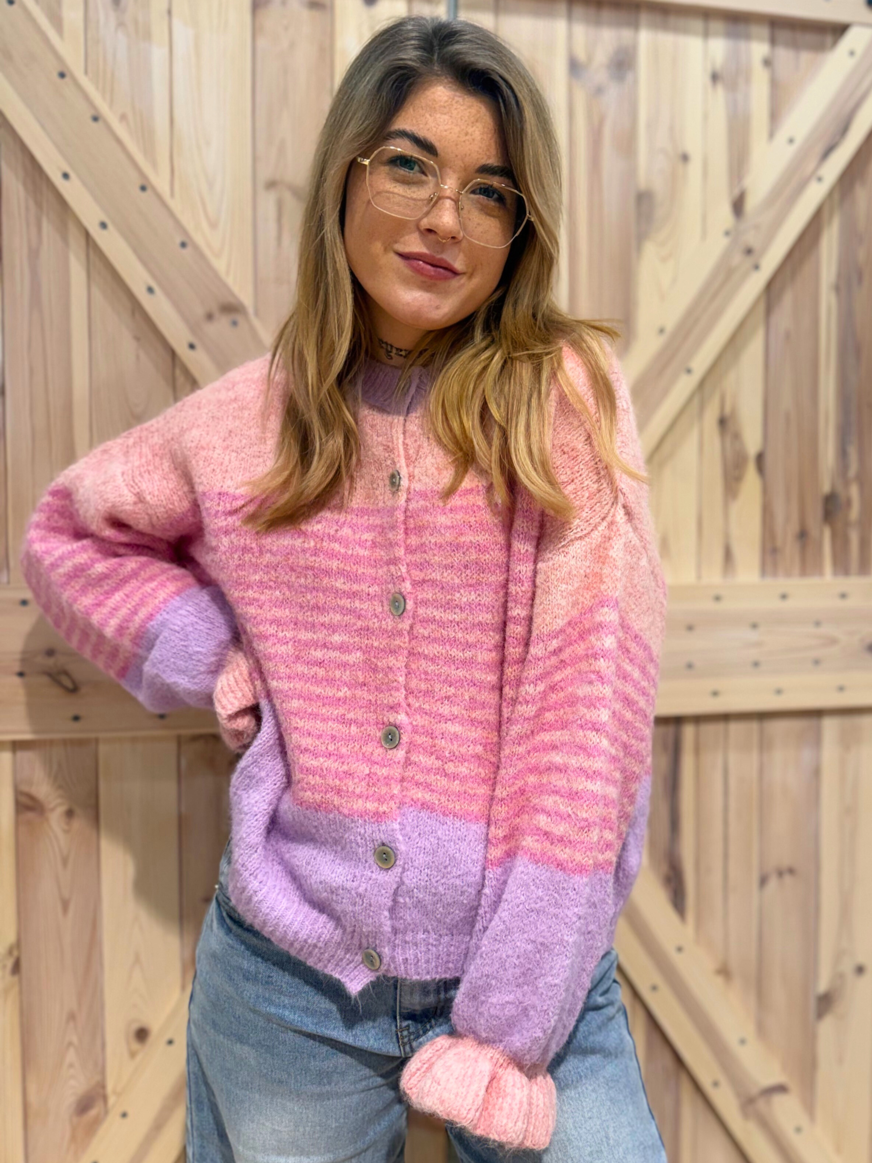 Cardigan mit Puff Ärmel - Unique Flores 