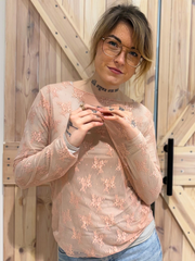Langarmshirt Mesh Flowers - Unique Flores 