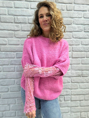 Pullover mit Spitzen Ärmel - Unique Flores 