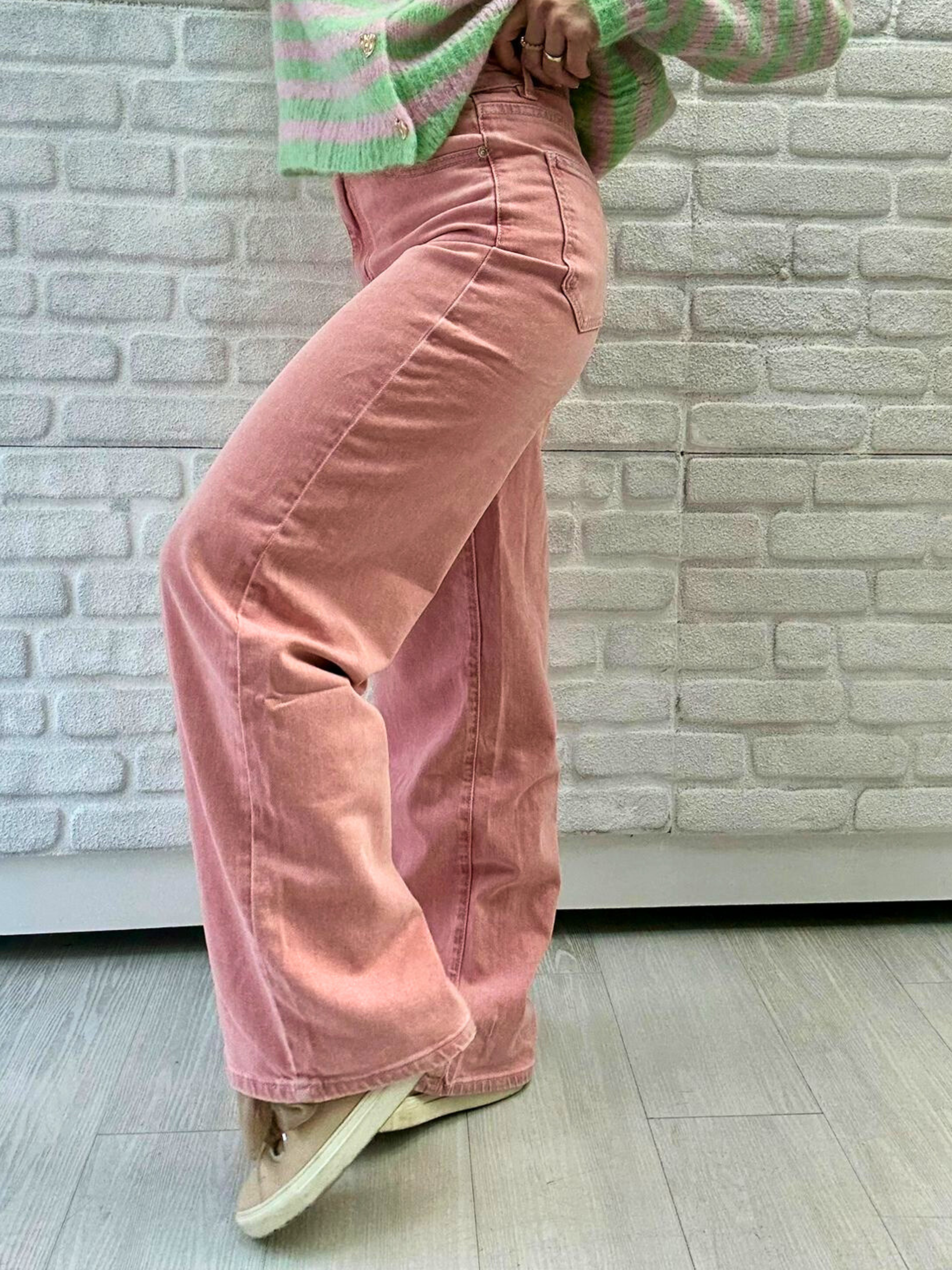 Jeans Washed Out Rosa - Unique Flores 