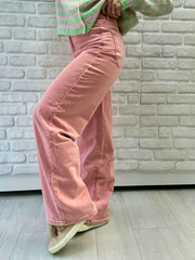 Jeans Washed Out Rosa - Unique Flores 