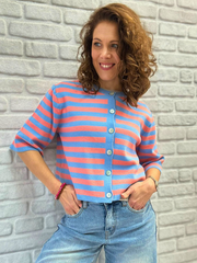 Cardigan 3/4 Ärmel mit Streifen - Unique Flores 