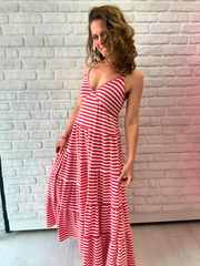 Kleid Rot/Weiße Streifen