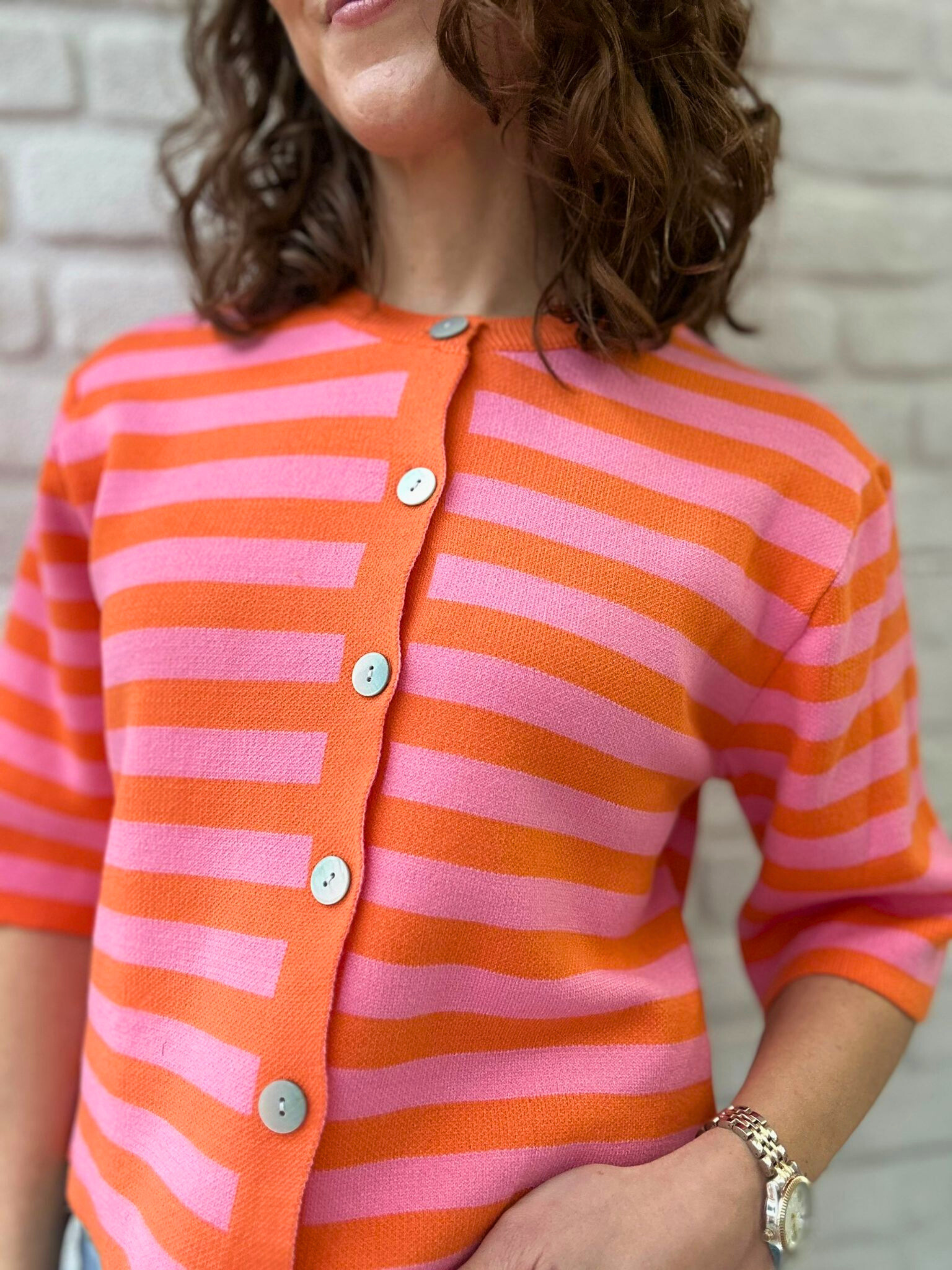 Cardigan 3/4 Ärmel mit Streifen - Unique Flores 