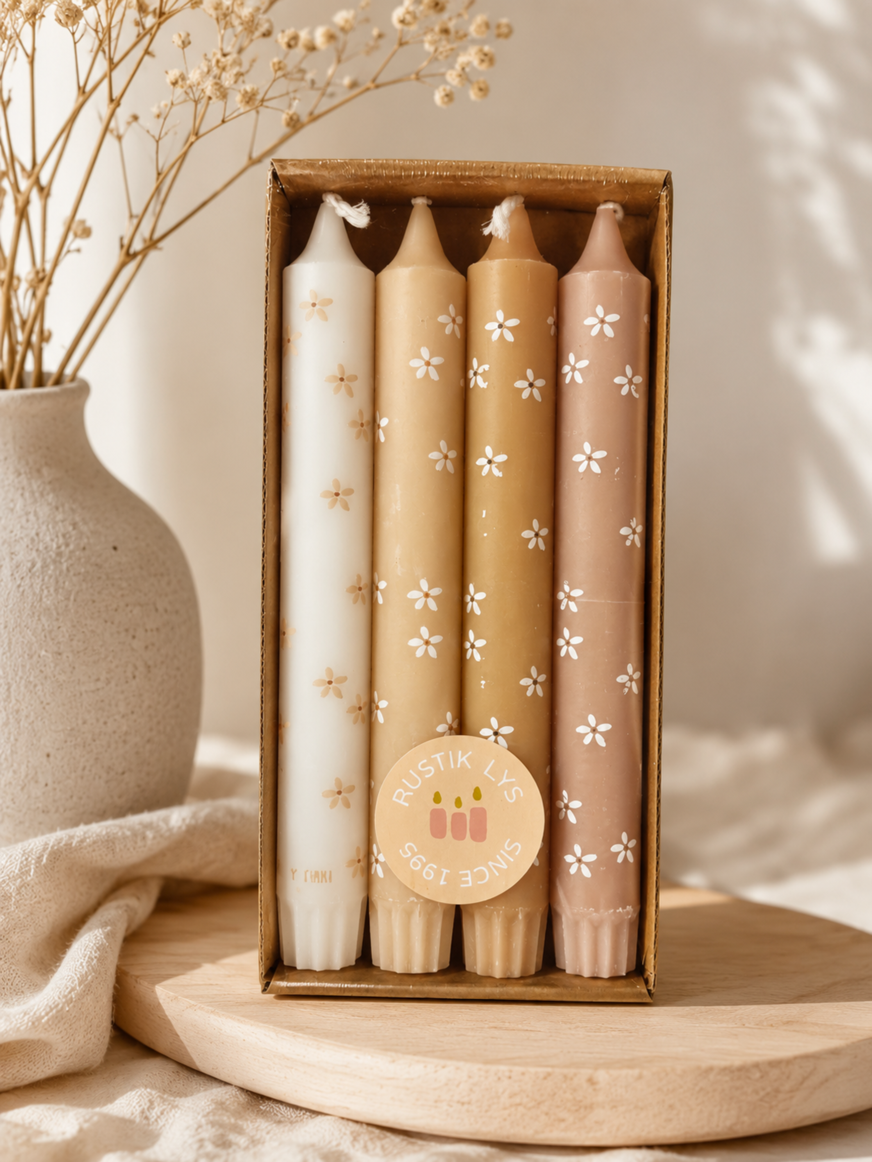Kerzen 4 Pack Rustik Lys - Unique Flores 