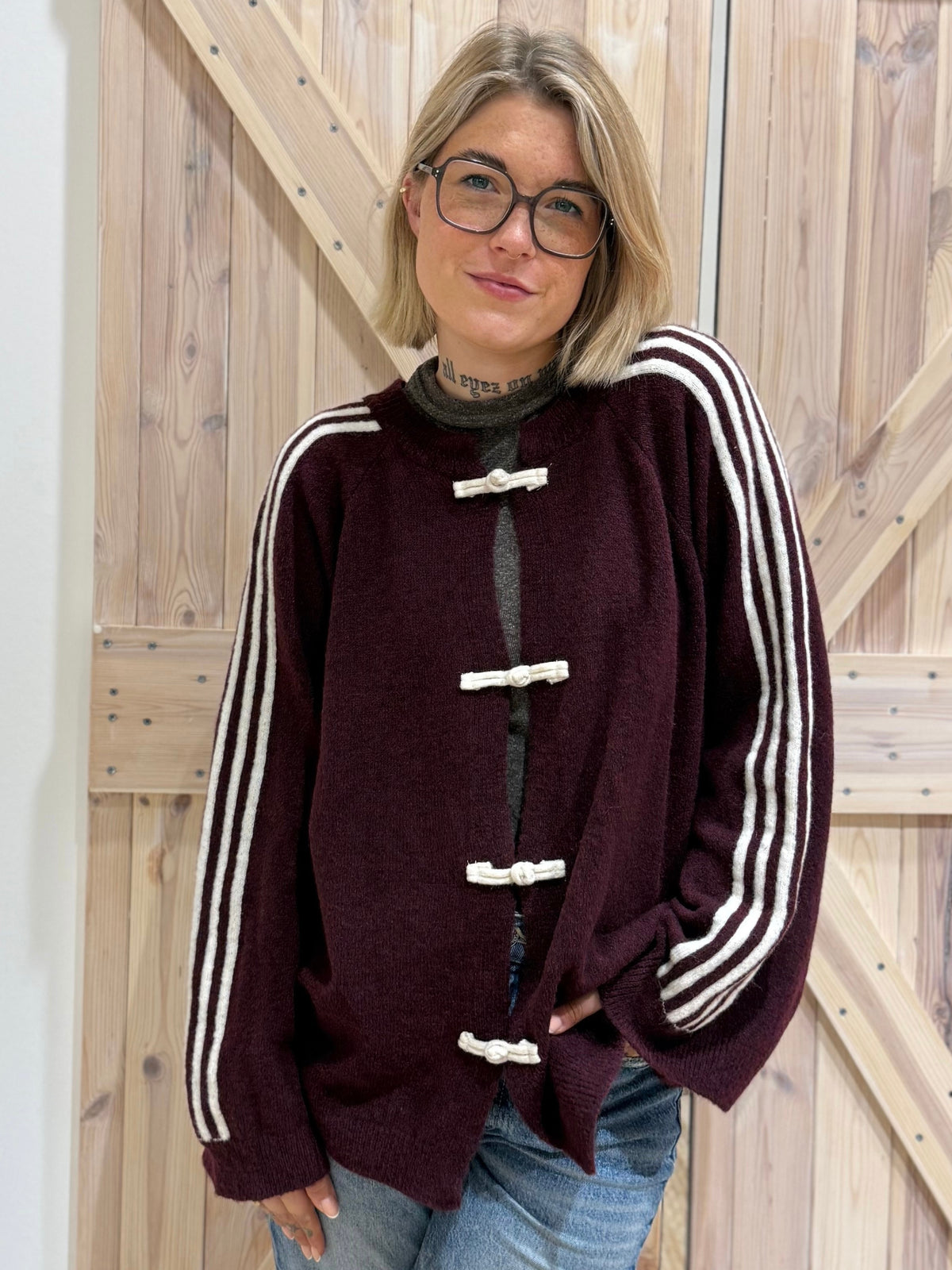 Strickjacke Brombeer