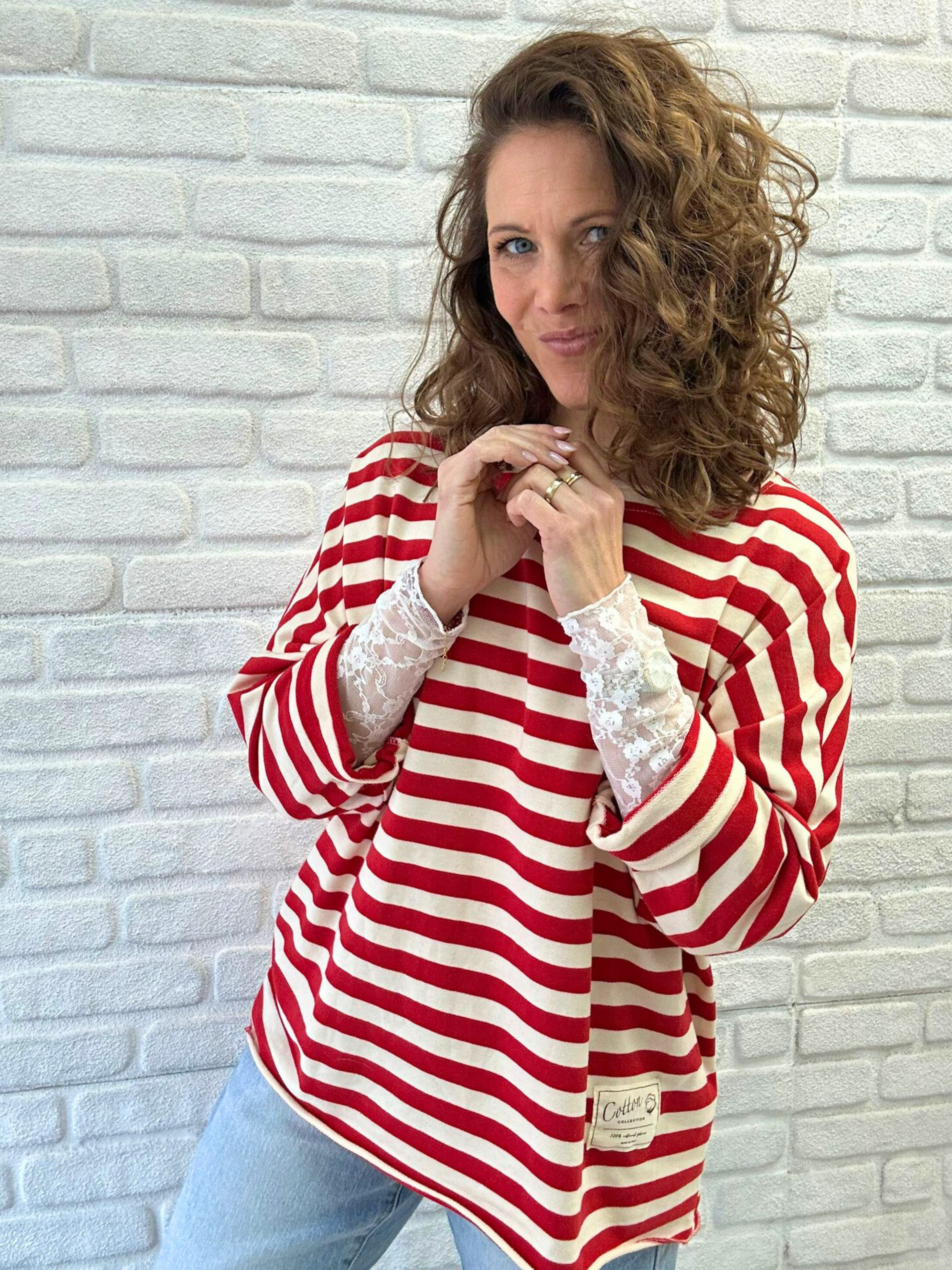 Langarmshirt Streifen mit Patch - Unique Flores 