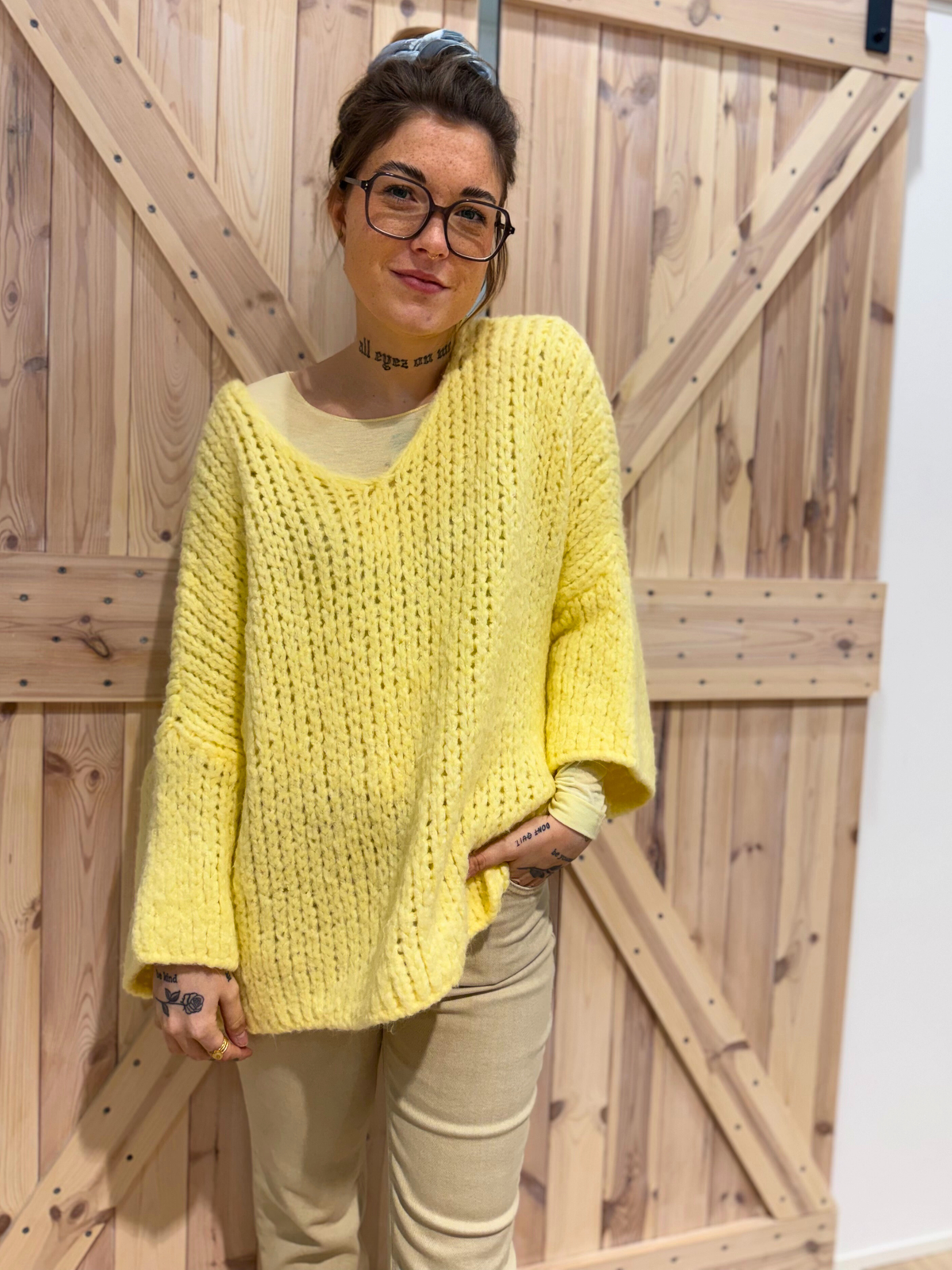 Strick Pullover 3/4 Arm - Unique Flores 