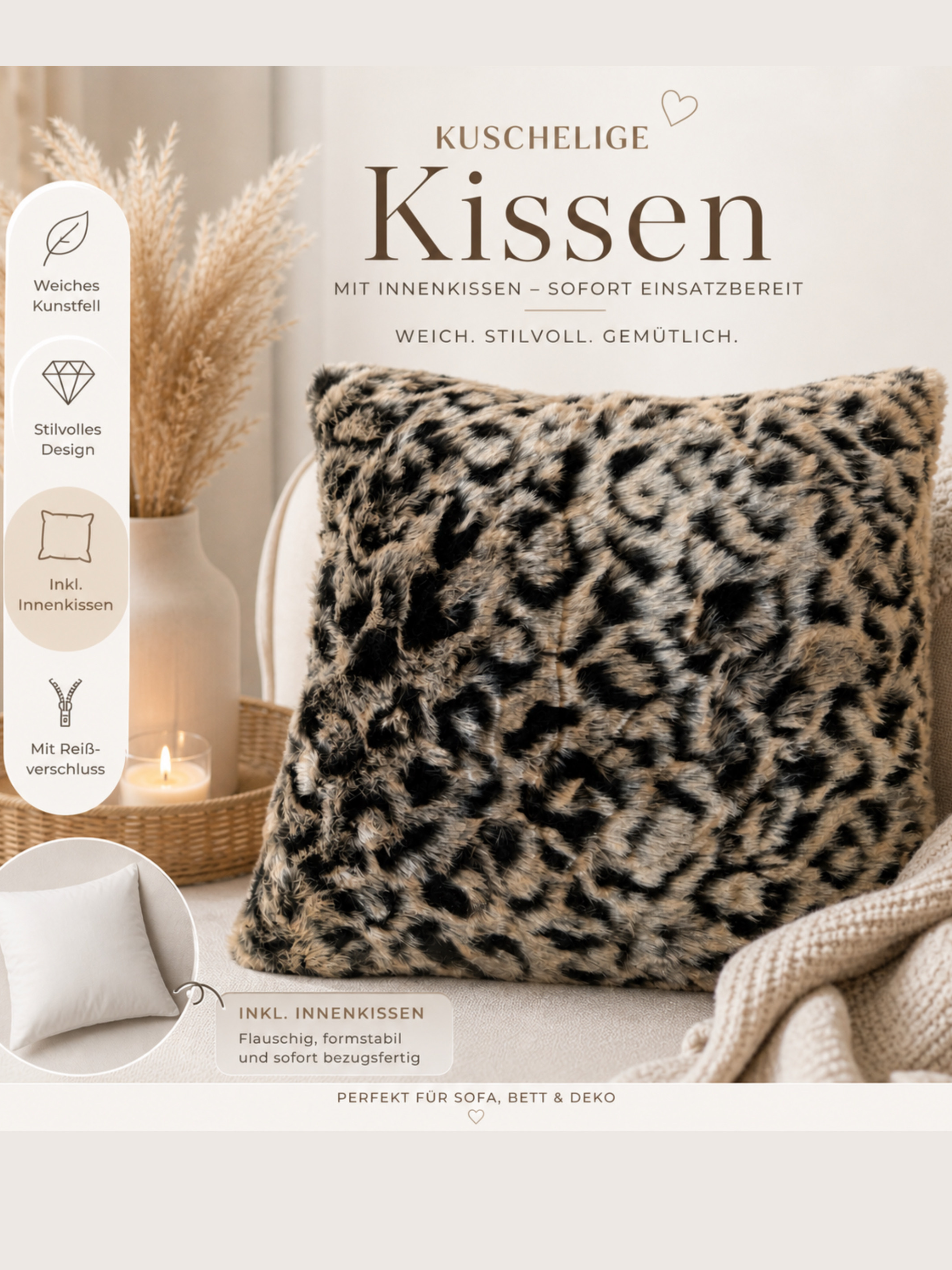 Kissen (Hülle + Innenkissen) - Unique Flores 