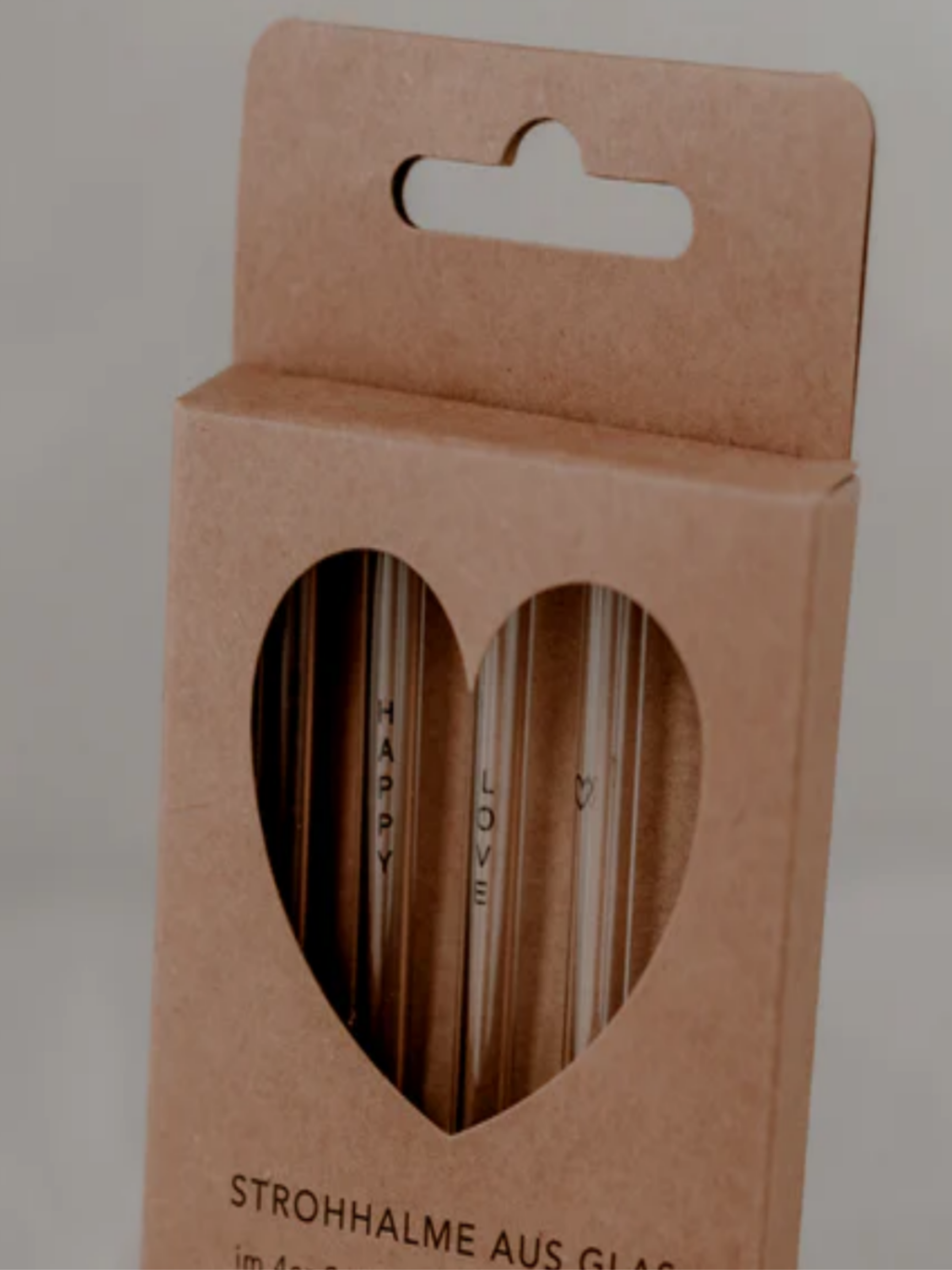 Strohhalme Hello Love schwarz aus Glas 13cm im 4er Set - Unique Flores 