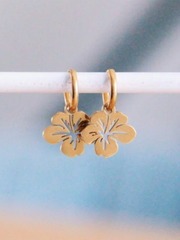 Edelstahl-Creole mit eleganter Blume - Unique Flores 