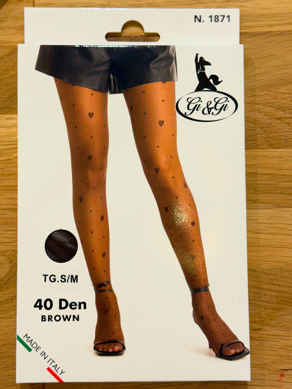 Strumpfhose mit Herz/Punkt Brown