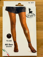 Strumpfhose mit Herz/Punkt Brown - Unique Flores 