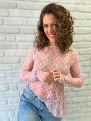 Langarmshirt asymmetrisch Mesh - Unique Flores 