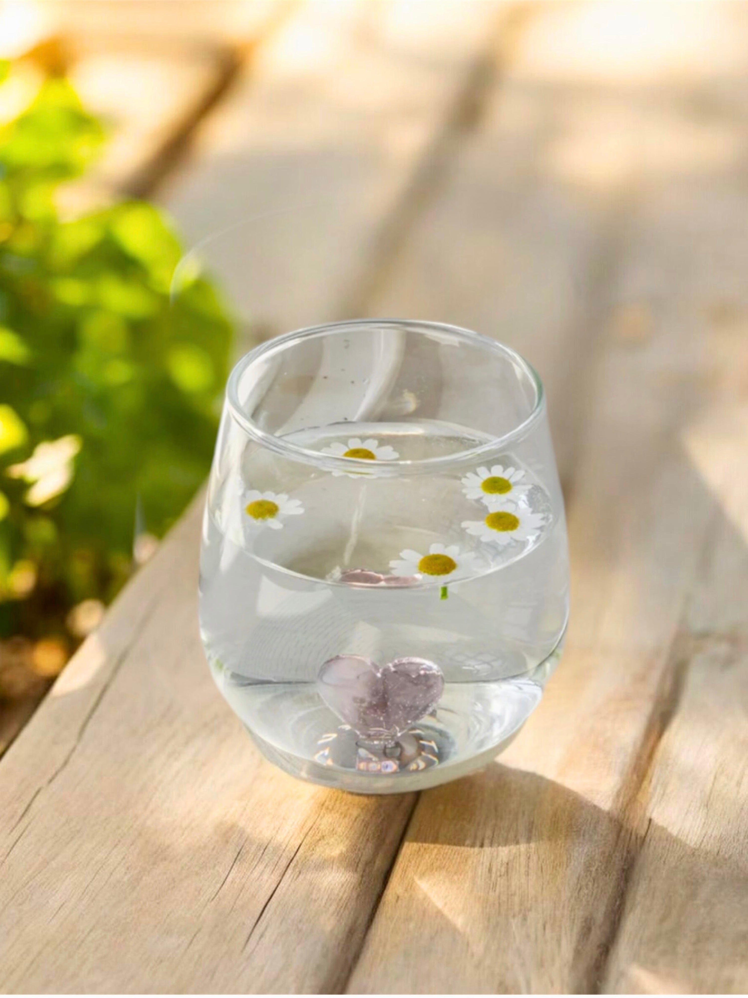 Glas mit rosa Herz - Unique Flores 