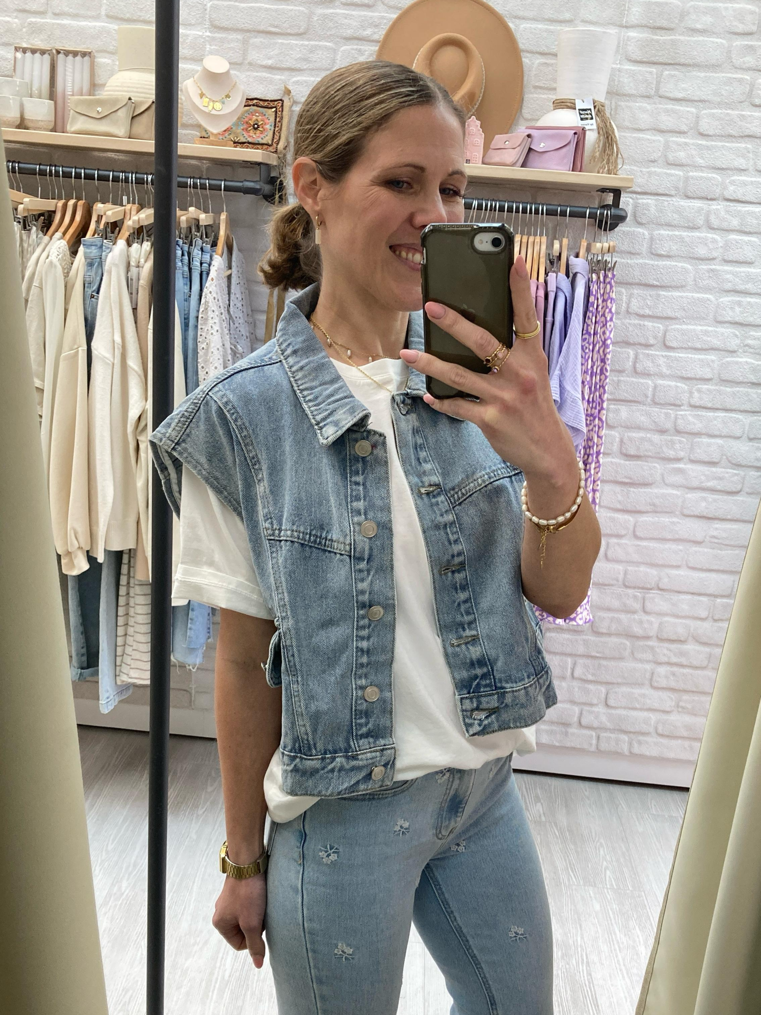 Crop-Weste Denim
