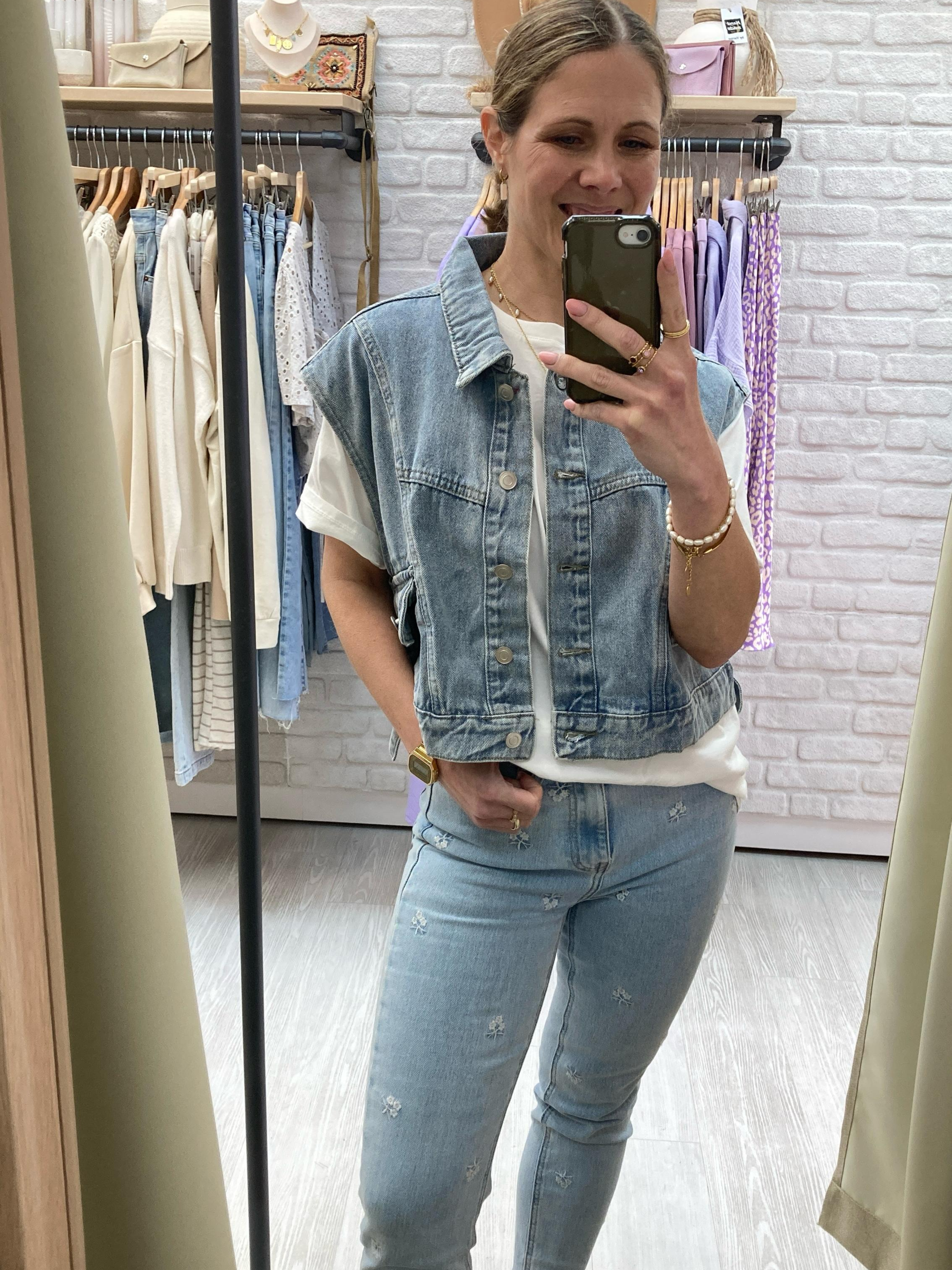 Crop-Weste Denim