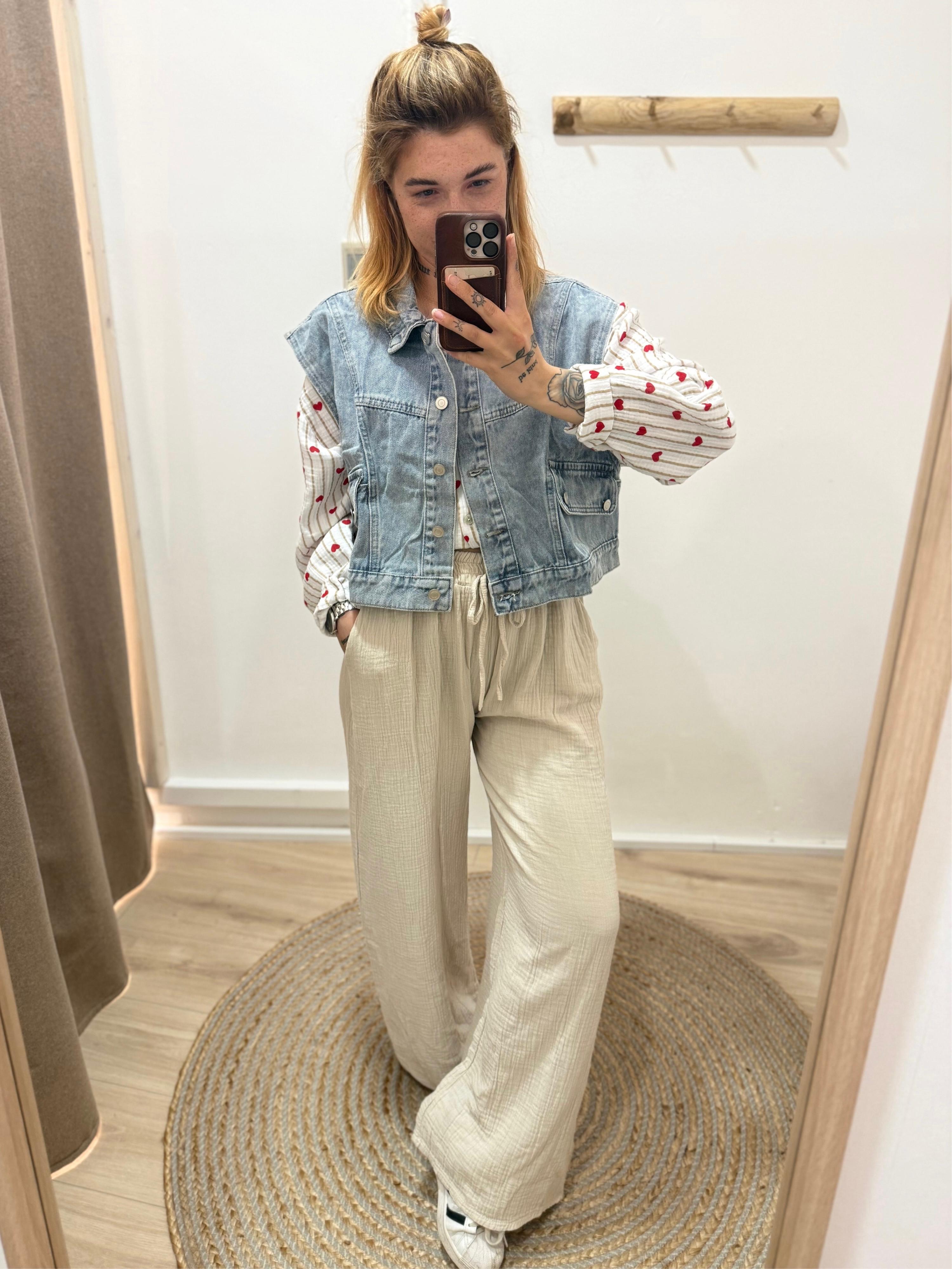 Crop-Weste Denim