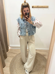 Crop-Weste Denim