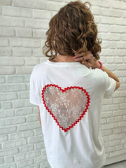 T-Shirt Lace Heart - Unique Flores 