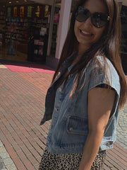 Crop-Weste Denim - Unique Flores 