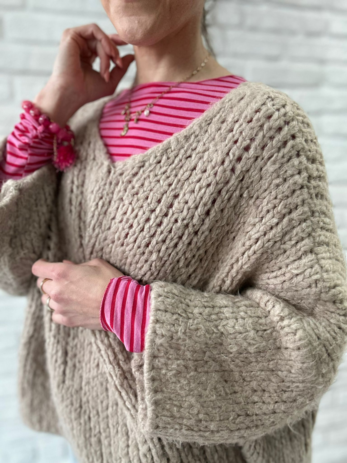 Strick Pullover 3/4 Arm - Unique Flores 