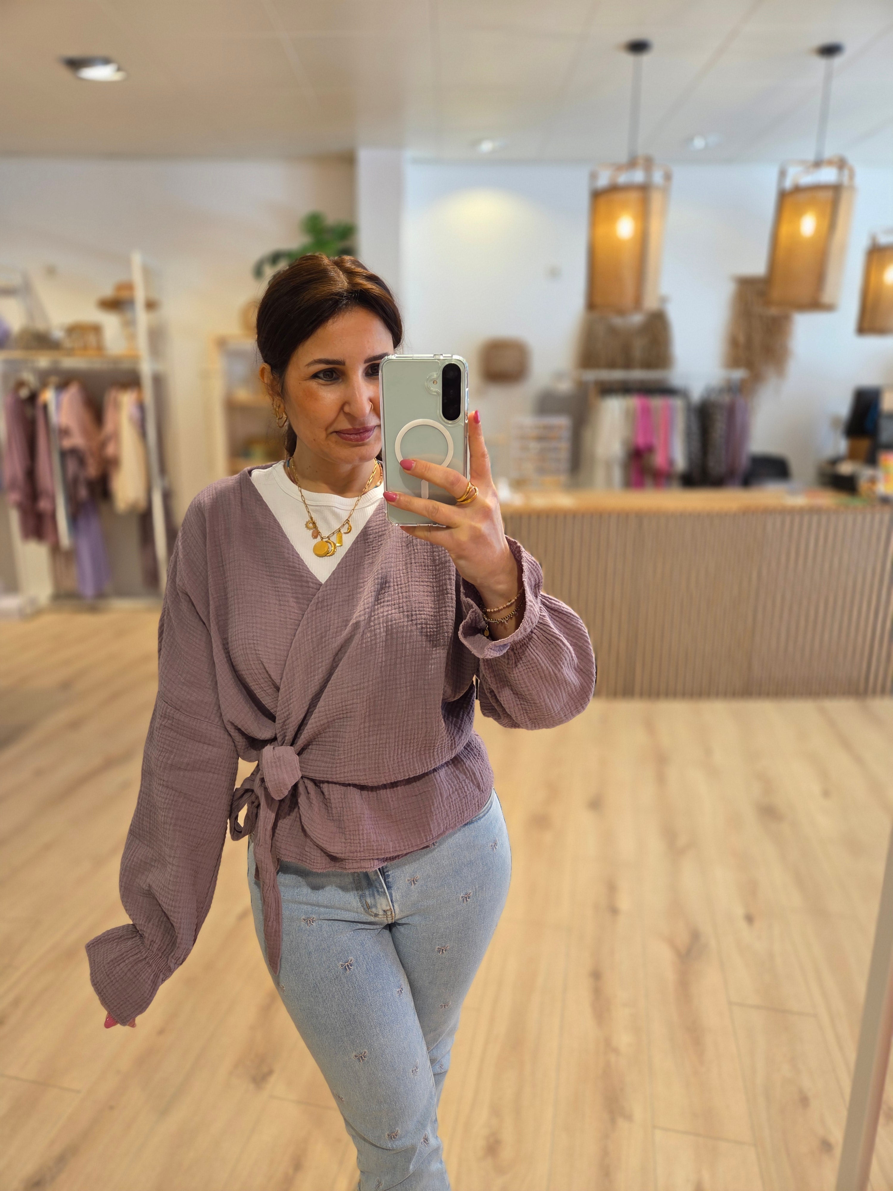 Musselin Wickelbluse