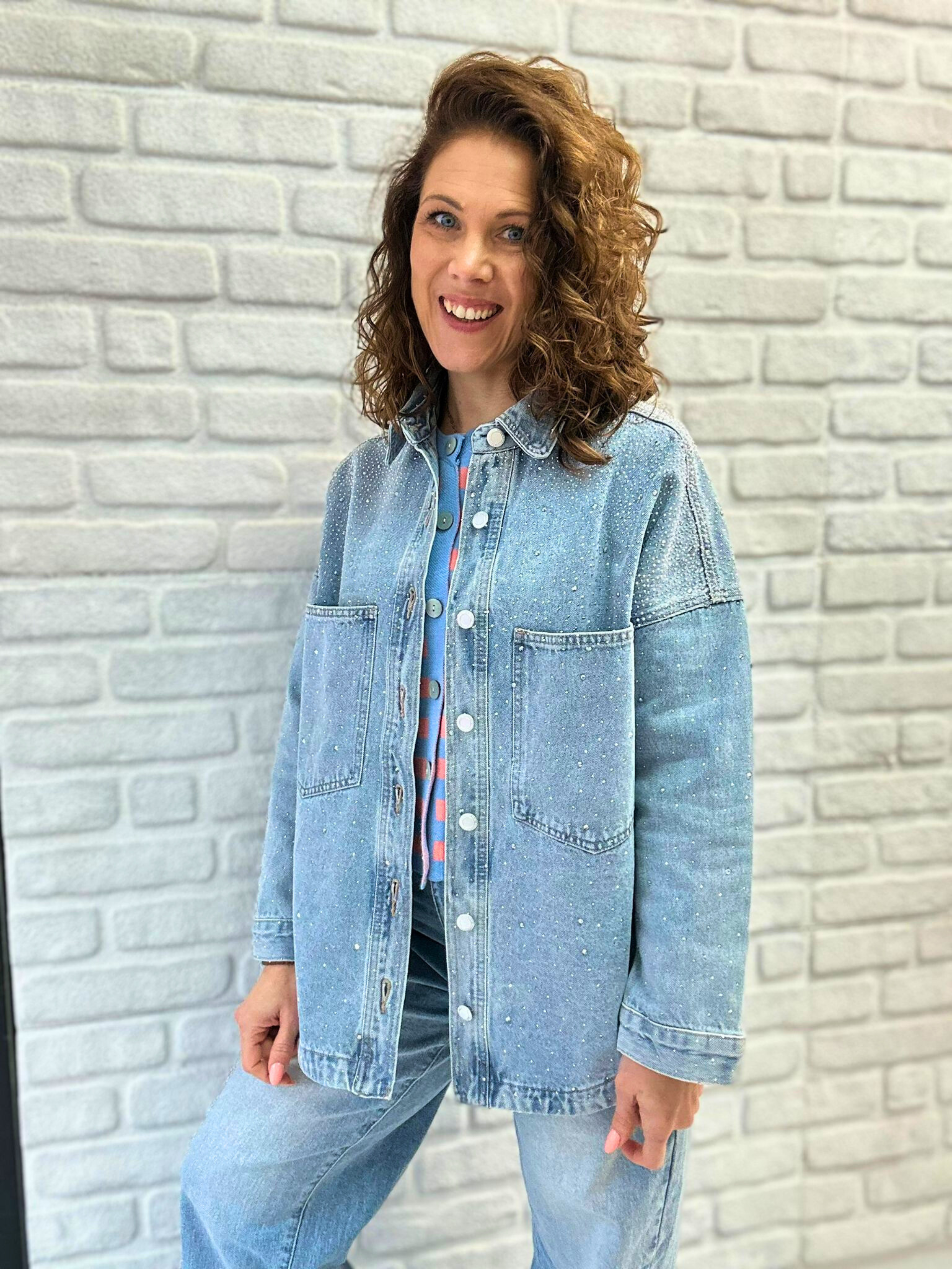 Denim Jacke mit Strassverzierung - Unique Flores 