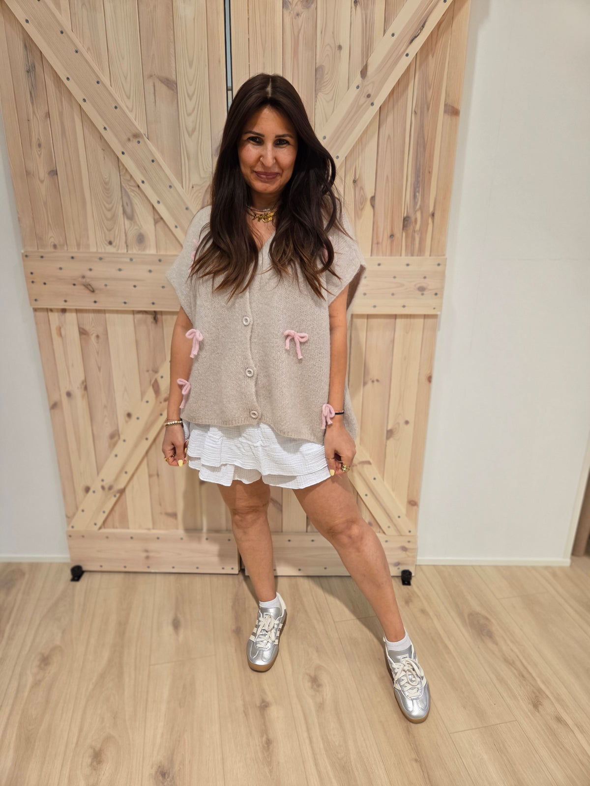 Oversized Strickweste mit Schleifchen