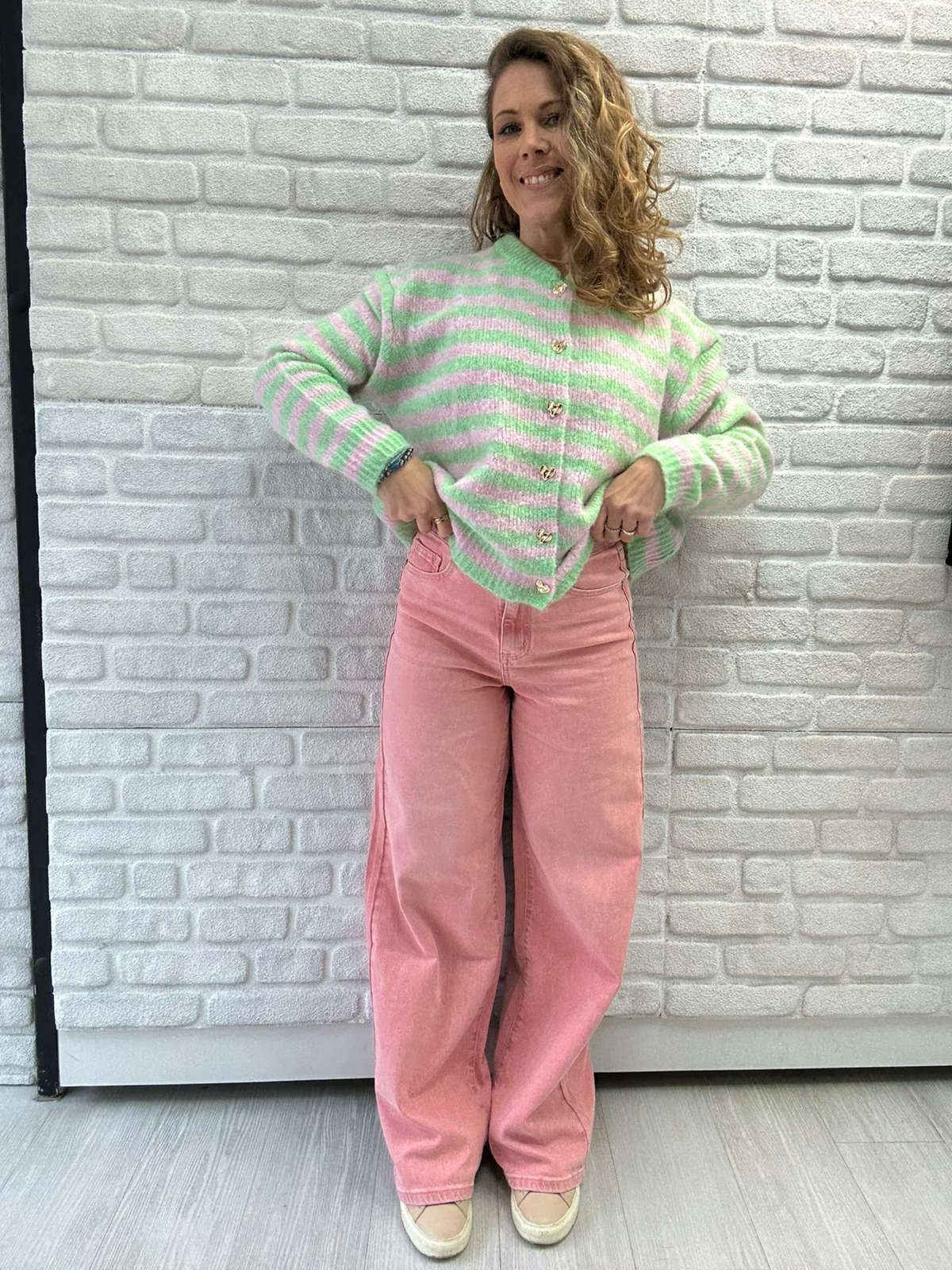 Jeans Washed Out Rosa - Unique Flores 
